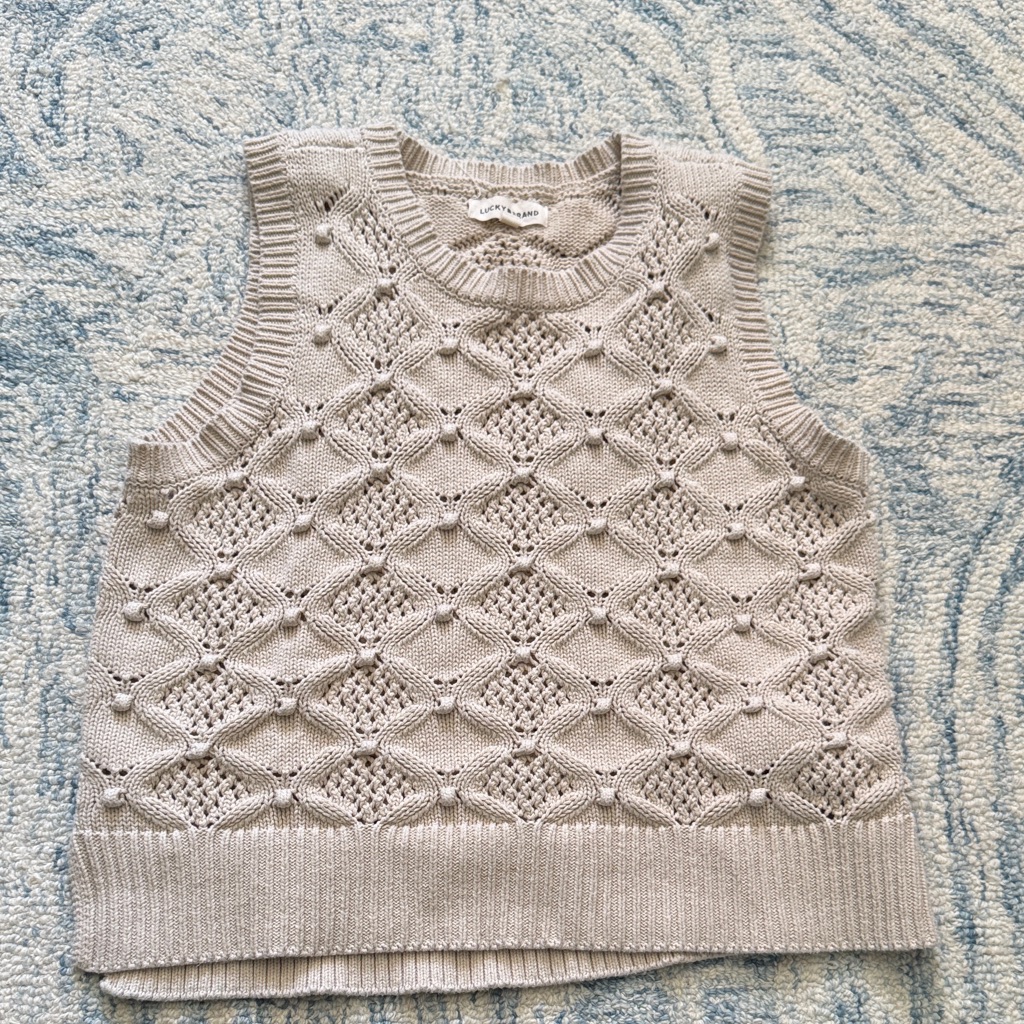 Lucky Brand Fair Isle Texture Cotton Sweater Vest L